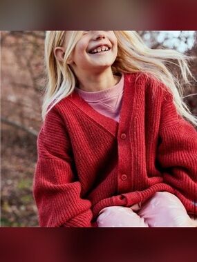 NWT The Sunday Collective Wool Confetti Red Cardigan